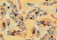 Egyptian flying ducks background, animal patterned design by William J. Palmer-Jones.  Remixed by rawpixel.