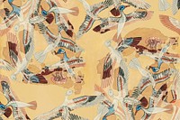 Egyptian flying ducks background, animal patterned design by William J. Palmer-Jones.  Remixed by rawpixel.