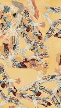 Egyptian flying ducks iPhone wallpaper, animal patterned design by William J. Palmer-Jones.  Remixed by rawpixel.