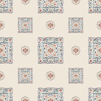 Vintage flower panel background, Chinese patterned design psd.  Remixed by rawpixel.