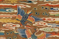 Japanese peacocks background, ancient animal illustration.  Remixed by rawpixel.