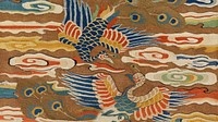 Japanese peacocks HD wallpaper, ancient animal illustration.  Remixed by rawpixel.