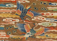 Japanese peacocks background, ancient animal illustration.  Remixed by rawpixel.