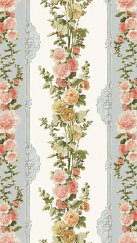 Vintage flower patterned iPhone wallpaper.  Remixed by rawpixel.