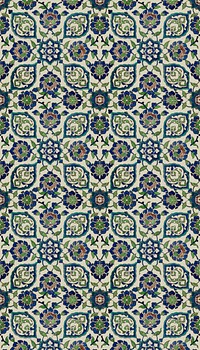 Vintage floral tile iPhone wallpaper, abstract pattern.  Remixed by rawpixel.