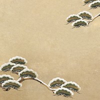 Snow-laden Pine Boughs background, Japanese tree illustration by Ogata Kenzan.  Remixed by rawpixel.