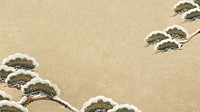 Snow-laden Pine Boughs HD wallpaper, Japanese tree illustration by Ogata Kenzan.  Remixed by rawpixel.