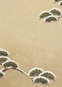 Snow-laden Pine Boughs background, Japanese tree illustration by Ogata Kenzan.  Remixed by rawpixel.