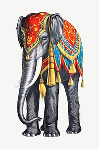 Vintage circus elephant, animal illustration psd.  Remixed by rawpixel. 