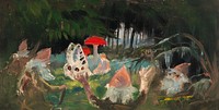 The princess and a butterfly underneath a fly agaric, sketch for the painitng farity tale princess, (1895-1896) painted by Torsten Wasastjerna. Original public domain image from Finnish National Gallery. Digitally enhanced by rawpixel.