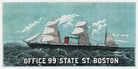 Cunard Line of mail steamers - Office 99 State St., Boston. Original public domain image from the Library of Congress. Digitally enhanced by rawpixel.