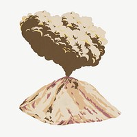 Erupting volcano mountain, vintage illustration by C. Don Powell psd.  Remixed by rawpixel. 