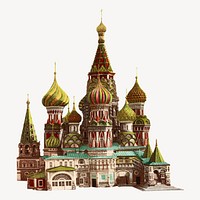 Church of St. Basil, Red Square Moscow illustration.  Remixed by rawpixel. 