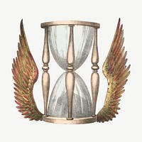 Winged hourglass, vintage object illustration psd.  Remixed by rawpixel. 