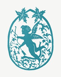 Decorative ornamental leaf with cupid, illustration by Henry T. Williams psd.  Remixed by rawpixel. 