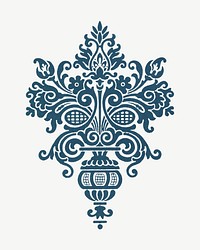 Ornate floral, decorative element illustration psd.  Remixed by rawpixel. 