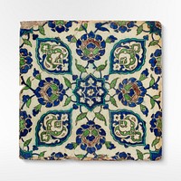 Wall tile (16th&ndash;early 17th century) vintage floral design. Original public domain image from The Smithsonian Institution. Digitally enhanced by rawpixel.