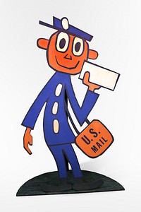 Mr. ZIP standing cut-out (1970) post-man cartoon. Original public domain image from The Smithsonian Institution. Digitally enhanced by rawpixel.