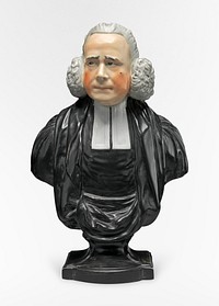 Bust of the Reverend George Whitfield: with ruddy cheeks, prominent mole, black robes and clerical collar (1770) created by Staffordshire pottery. Original public domain image from Yale Center for British Art. Digitally enhanced by rawpixel.