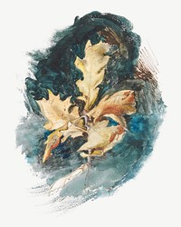 Autumn oak leaf, botanical illustration by John Ruskin psd.  Remixed by rawpixel. 