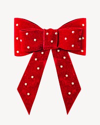 Red ribbon bow, isolated image