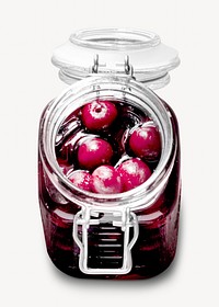 Maraschino cherry in a jar, isolated image