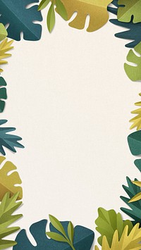 Tropical leaf frame iPhone wallpaper, beige background
