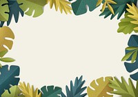 Tropical leaf frame background, beige design