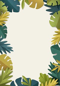 Tropical leaf frame background, beige design