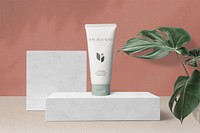 Cosmetic tube mockup psd, beauty product packaging, isolated object design