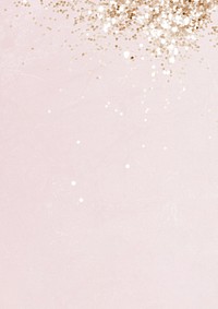 Pastel pink aesthetic background, gold glitter border