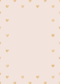 Pastel pink background, golden hearts border