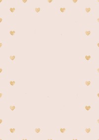 Pastel pink background, golden hearts border