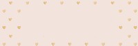 Pastel pink background, golden hearts border