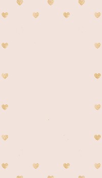 Pastel pink mobile wallpaper, golden hearts border