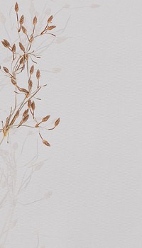 Gray textured iPhone wallpaper, leaf branch border