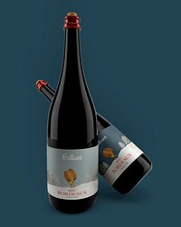 Wine bottle label mockup psd