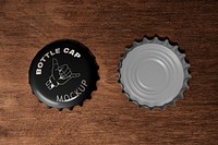 Black bottle cap mockup psd, beverage product branding