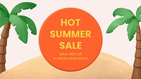 Summer sale ppt presentation template, 3D promotion vector