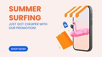 Summer sale PowerPoint presentation template, 3D social media advertisement vector