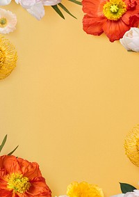 Summer flower border background, yellow design