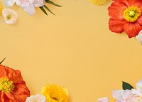 Summer flower border background, yellow design