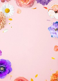 Spring flower frame background, pink design