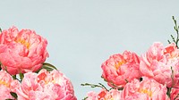 Spring flower border desktop wallpaper, blue background