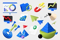 3D business icon element set