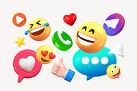 Social media emoticons, 3D rendering graphics