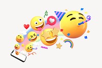 3D party emoticon, festive illustration