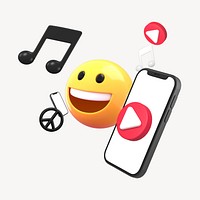 3D emoticon enjoy music illustration