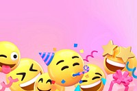 Party emoticons background, pink 3D design