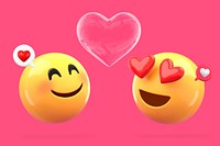 3D in love emoticon, Valentine's dating illustration